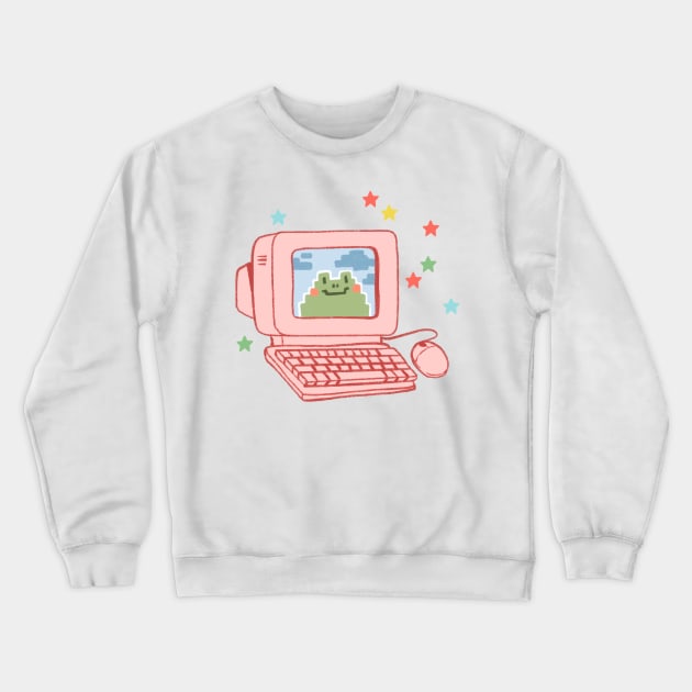 Computer frog Crewneck Sweatshirt by PeachyDoodle